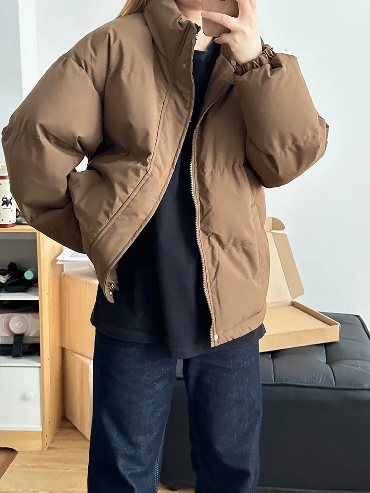 Maillard Coffee Color down Jacket Cotton-padded Clothes Men's Winter Thickened American vintage Stand Collar Cotton-Padded Co...