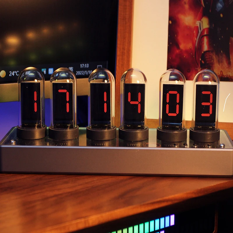 

Часы-трубки Nixie Tube, набор часов, 6 бит, ЖК-дисплей, цифровой календарь, секундомер, дисплей для фотографирования, креативное настольное украше...