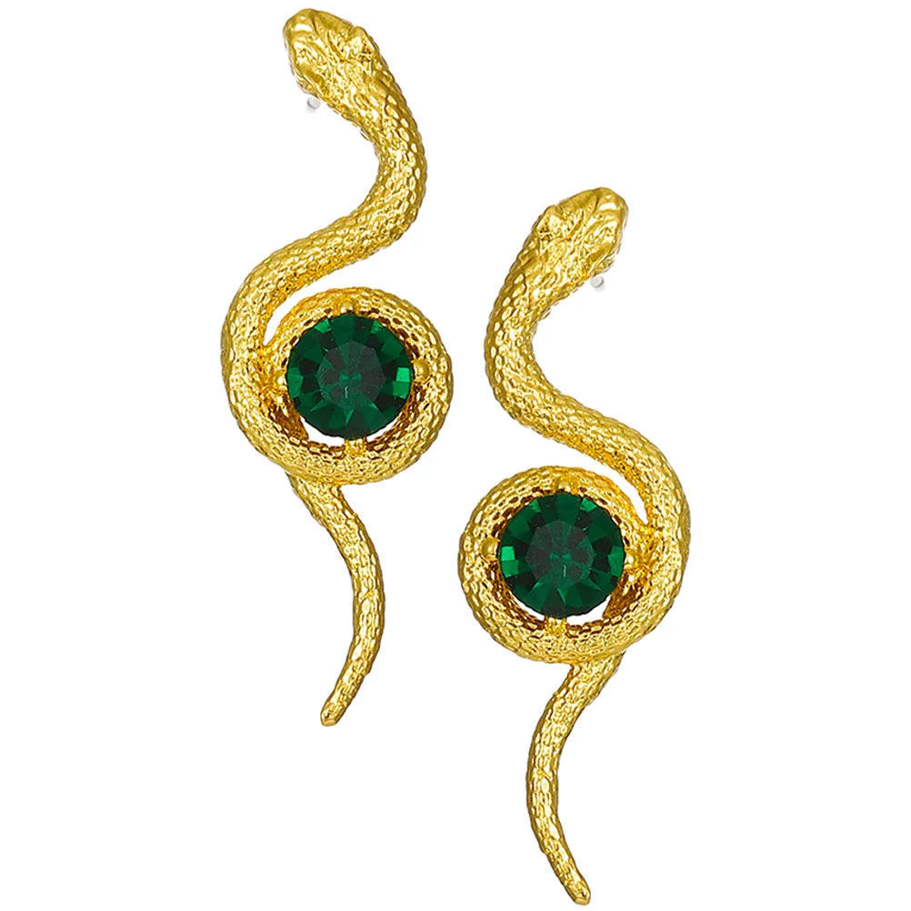 

Ear Jewelry Statement Earrings Women Ear Accessory Vintage Ornaments Snake Earrings Emerald Stud Earrings Women