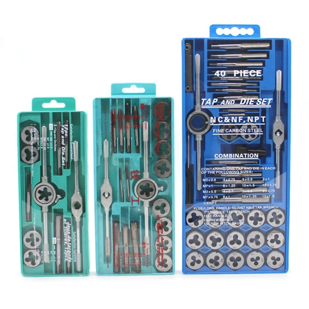 

12/20/40Pcs Tap and Die Set Metric Wrench Cut M3-M12 Tap and Die Set Metric Threading Tool Set Engineer Kit with Case