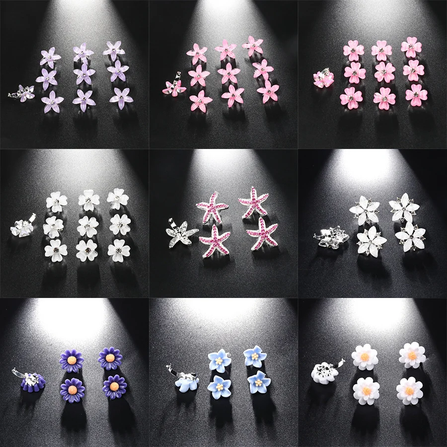 5Pcs Alloy Flower Buckle Hair Clips Women Rhinestone Headband Claw luxury Hairpins Girls Styles DIY Holder Headwear |