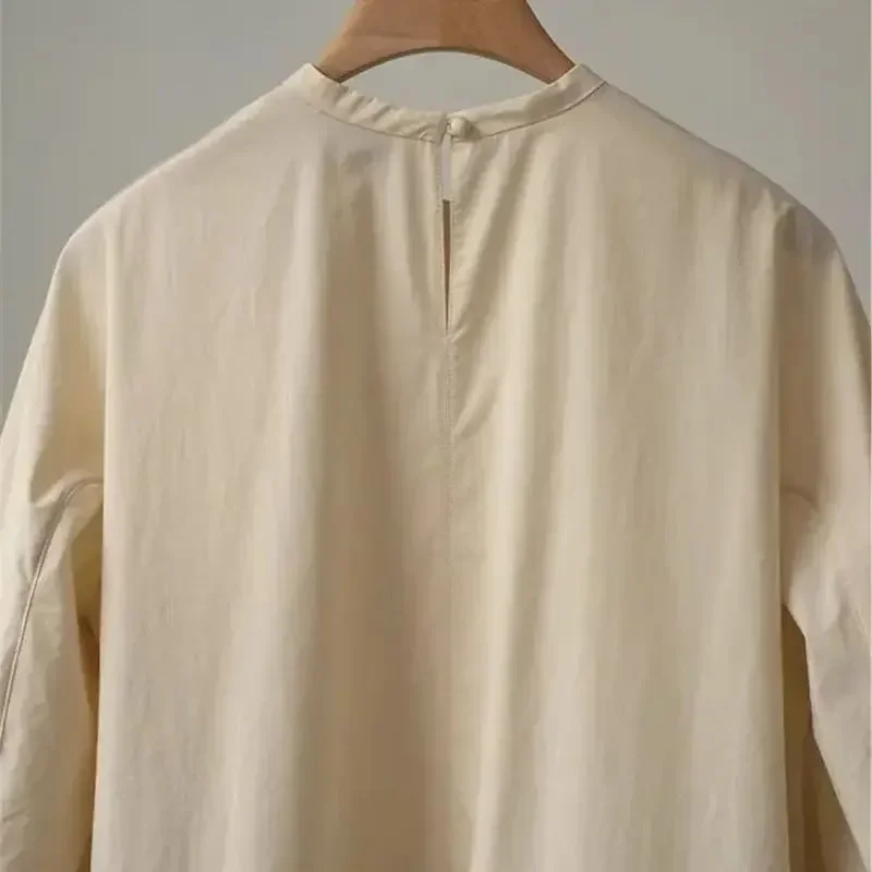 2025 новый дизайн плиссированная блузка женская весенне-осенняя базовая свободная