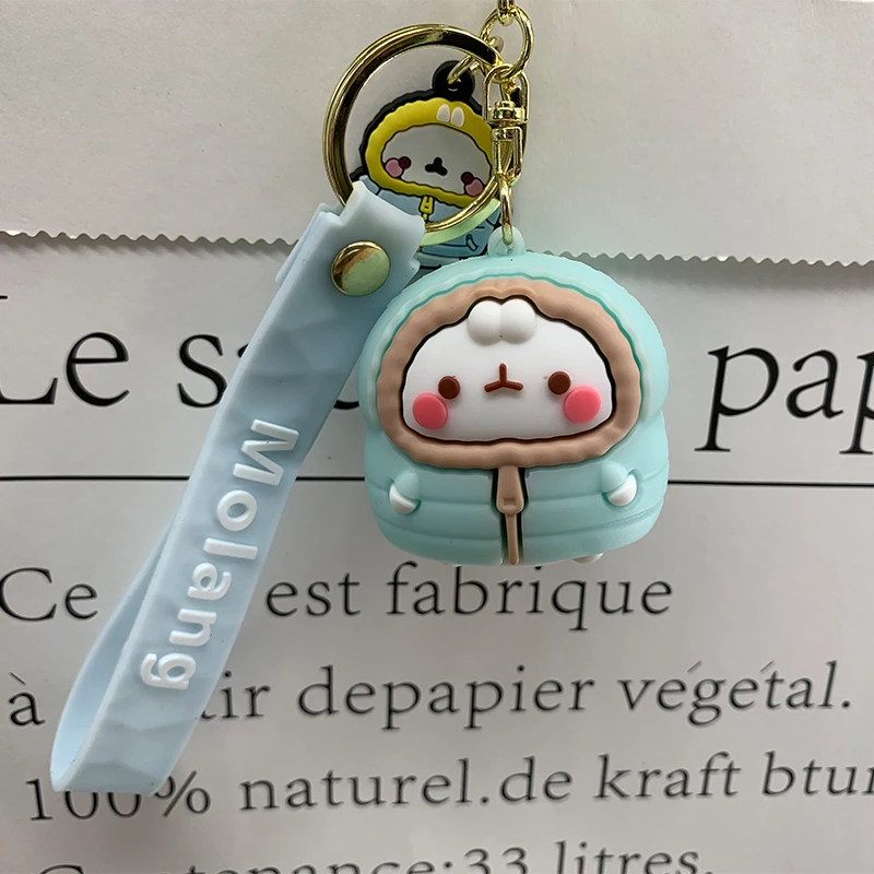Милый дневной мультяшный милый кролик Molang брелок для автомобиля женский с