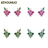 keyounuo gold silver filled cz stud earrings for women zircon grape fruit womens colourful earrings party jewelry wholesale