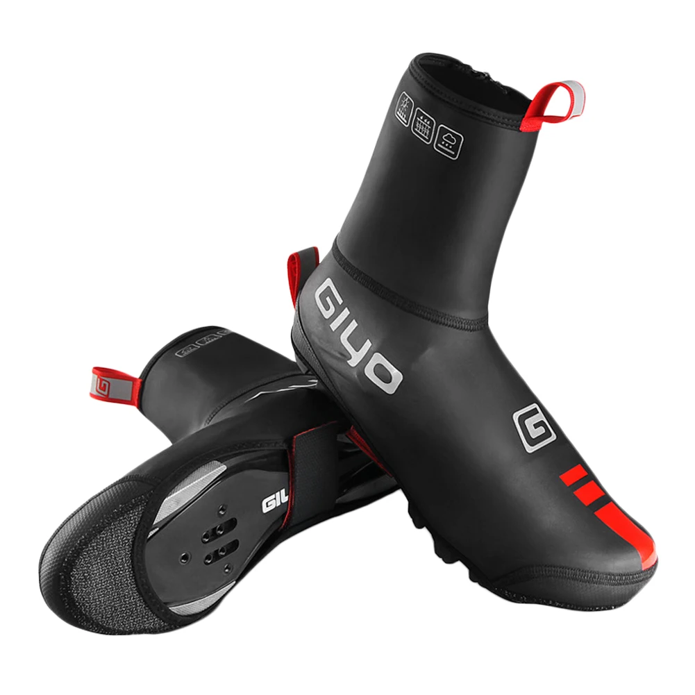

1Pair Cycling Shoe Cover PU Leather Overshoe Boot Cover Fleece Lining Elastic MTB Road Bike Shoe Cover Outdoor Cycling Warmer