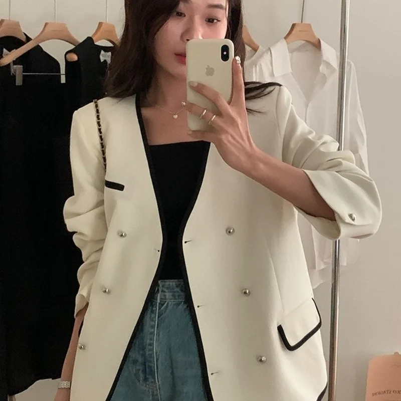 

Women's New Spring Autumn Jackets Runway High Quality Long Sleeve Double Breasted Elegant Vintage Clothes Outerwear Top E328