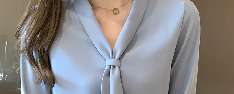 Модная женская блузка с длинным рукавом и v-образным вырезом белая шифоновая на