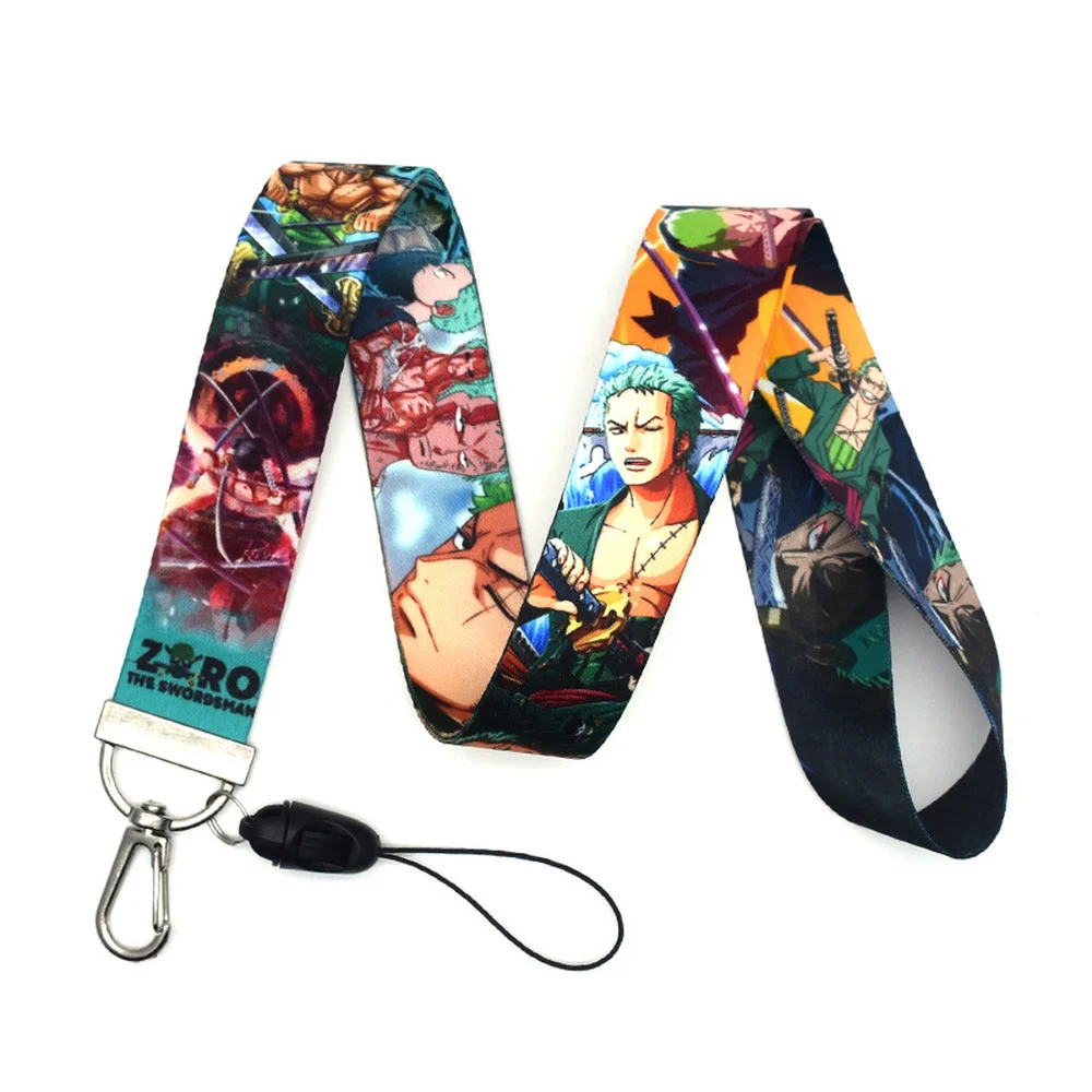 roronoa zoro keychain one piece anime trinkets accessories phone charm work id card bag backpacks lanyard women jewelry men gift free global shipping