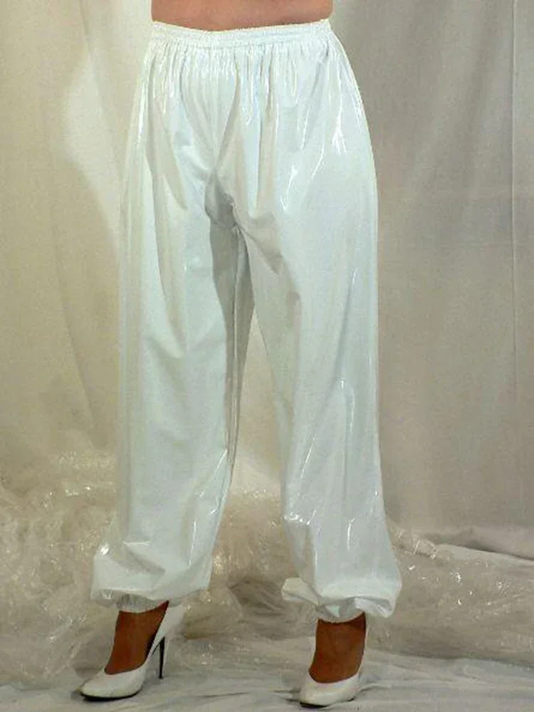 Брюки-карго женские из ПУ кожи с эластичным ремешком