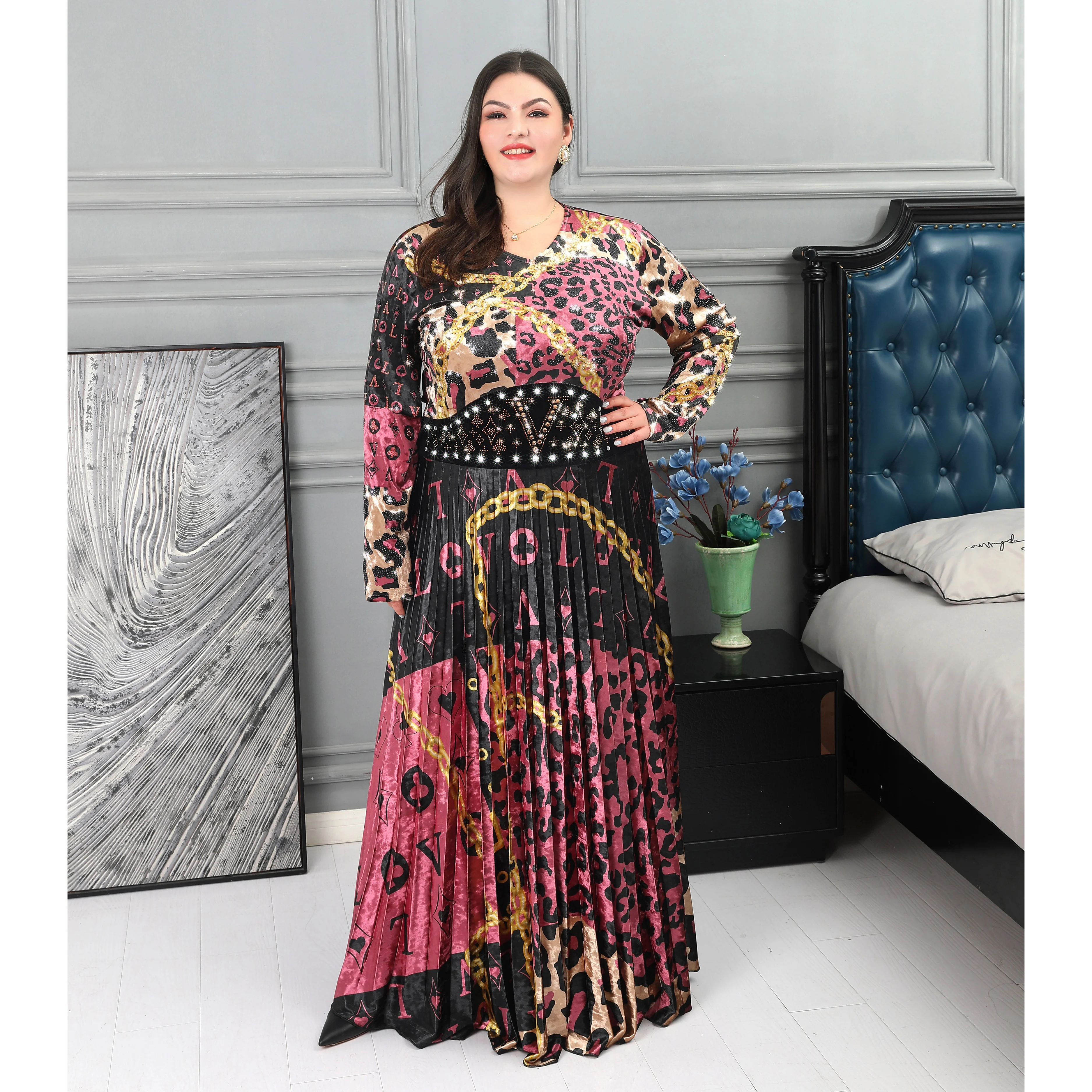 

мусульманская одежда мусульманские платья платье женское вечернее Женское эластичное платье с леопардовым принтом