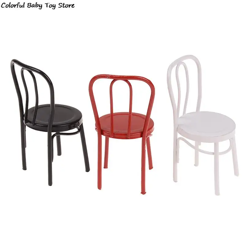 

3 Color Doll House Miniature 1:12 Iron Chair Model For Dolls House Furniture For Dolls Mini Chair Toys For Children Chair Model