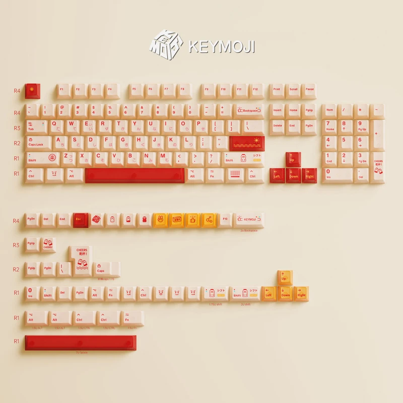 Фото KEYMOJI Салют! Набор колпачков для клавиш в стиле Yakult с вишневым дизайном для переключателей MX, 148 клавиш №5