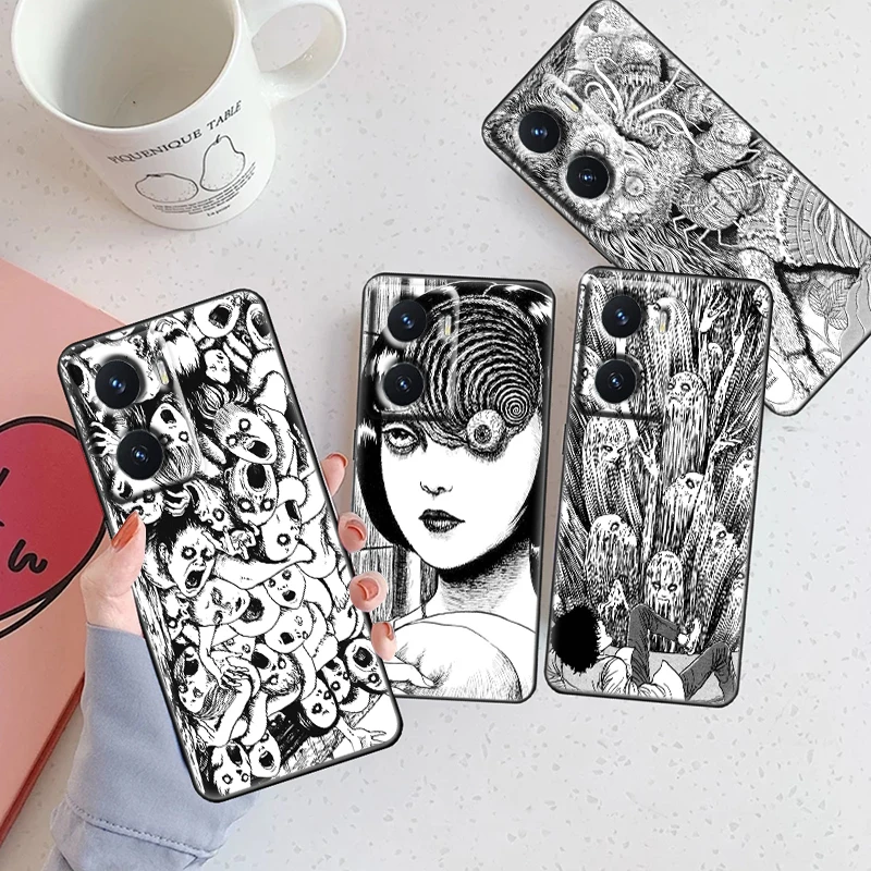 Junji Ito тройники ужасов для OPPO A74 A72 A53 Reno 7 6 5 4 2 Find X3 X2 Z Lite Neo Pro Plus SE черный телефон