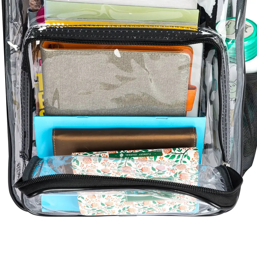 Unisex Clear Backpack See Through School Bags Basic Transparent Student Bookbag, Black