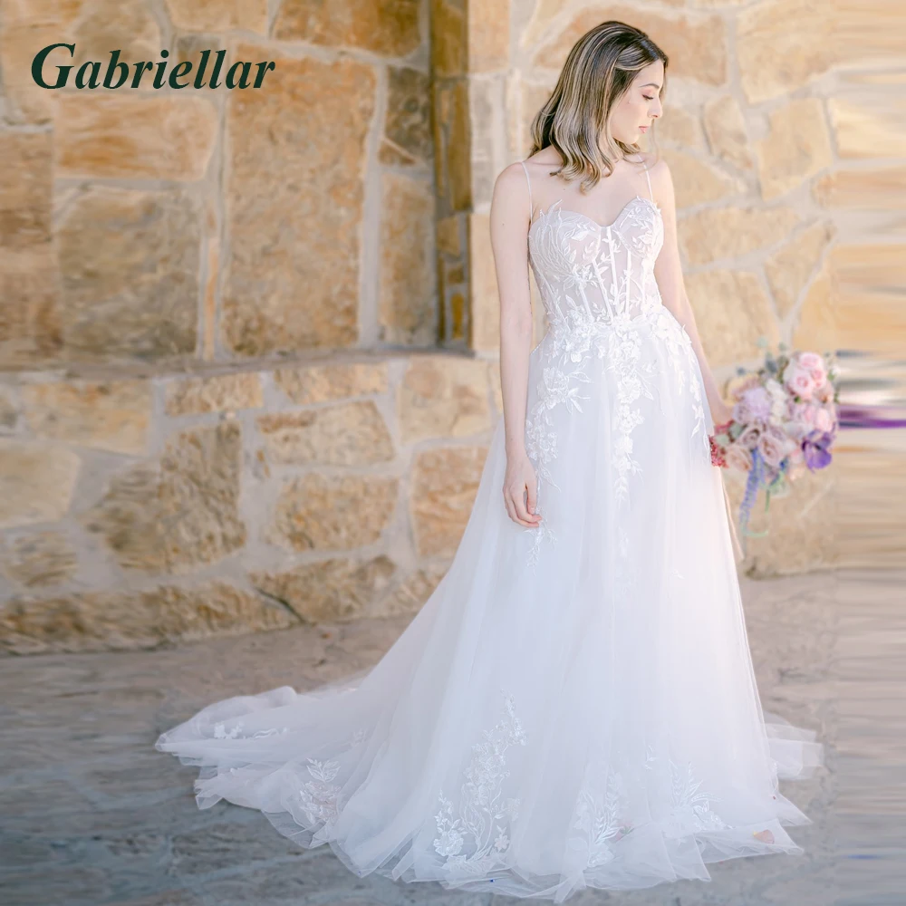 Gabriellar модное свадебное платье с аппликацией для невесты милая трапециевидной