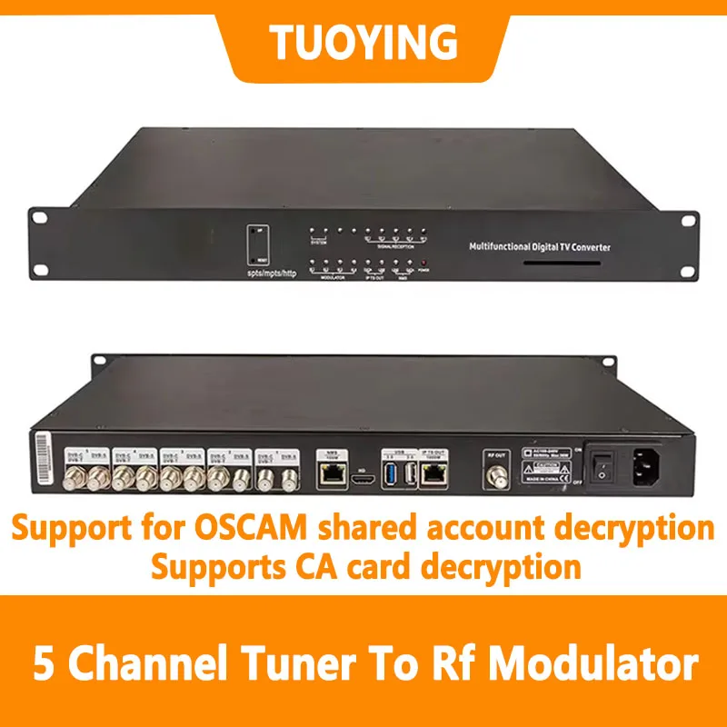5-канальный тюнер для радиочастотного модулятора-тюнер Ip Http Udp Rtsp Dvb-s2 Dvb-t Dvb-t2 Dvb-c