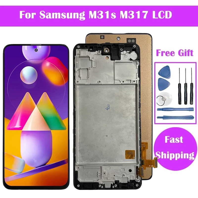 Фото Замена экрана дисплея M31S с рамкой для Samsung Galaxy M31s SM-M317F M317F/DS ЖК-дисплей с цифровым преобразователем сенсорного экрана в сборе №1