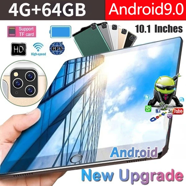 Newest 10.1 Inch tablet Android 9.0 Octa Core 4GB RAM 64GB ROM 4G FDD LTE Wifi Bluetooth GPS Phone call Glass Screen Tablet pc