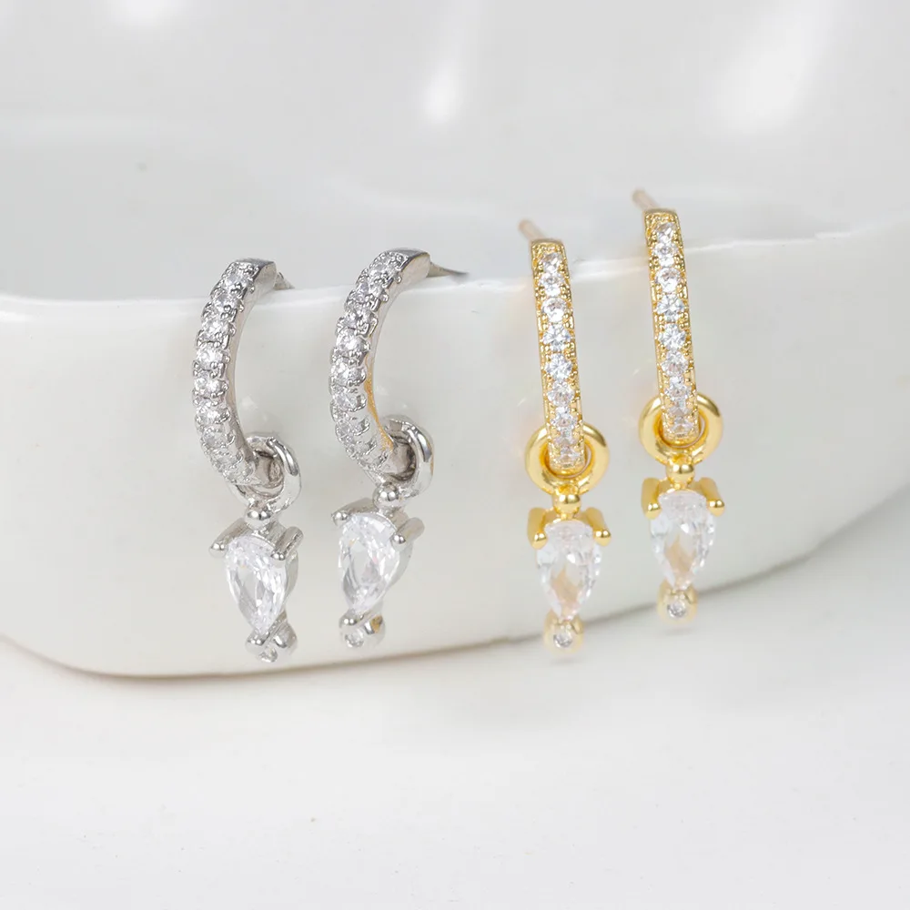 Серьги-кольца женские круглые в минималистическом стиле стильные циркониевые