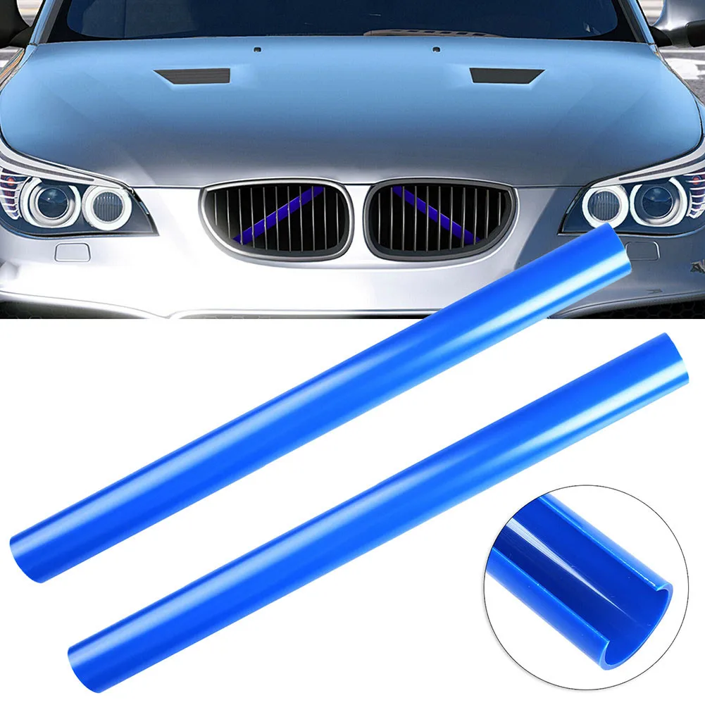 

2Pcs Grille Trim Strips 36CM Support Grill Bar V Brace Wrap ABS Frame Decor Stickers For BMW E60 Blue Car Sticker Accessories