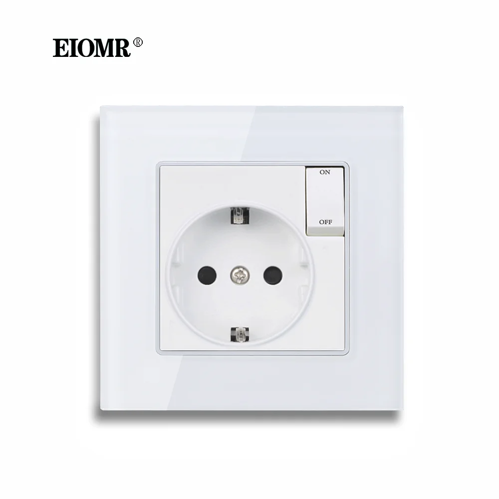 

Розетка EIOMR EU с небольшой кнопкой переключателя, 110 В-220 В переменного тока, 16 А, настенная розетка 86 мм * 86 мм, розетка для панелей различных материалов
