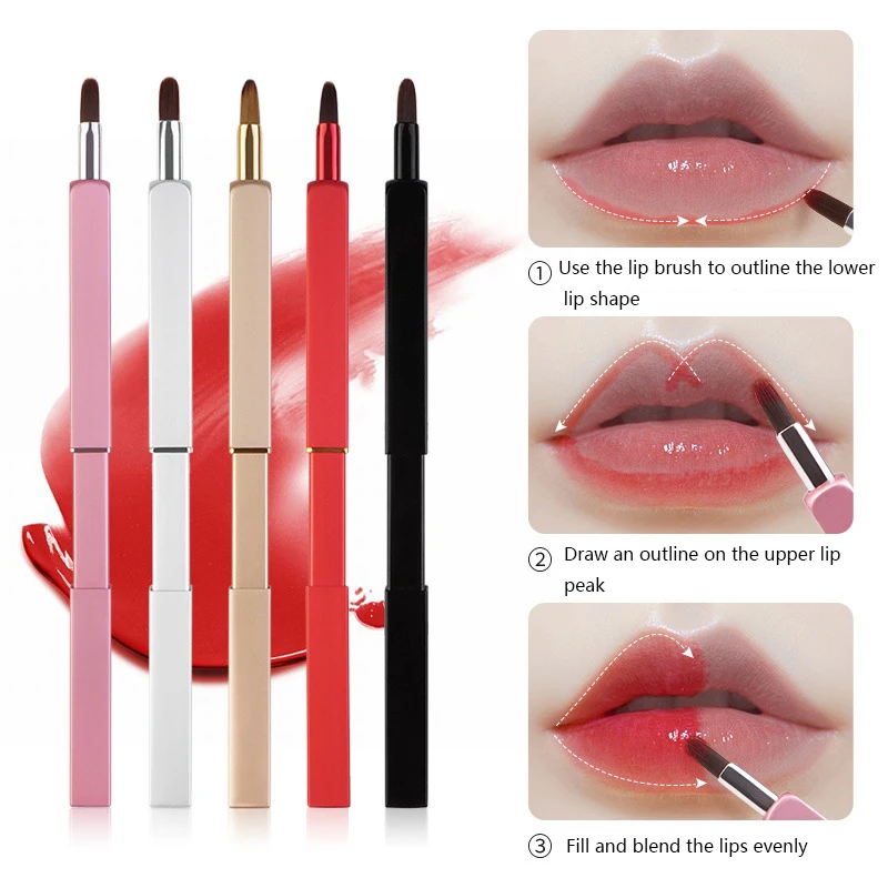 1PC Portable Lipstick Lip Gloss Brush Retractable Adjustable with Protect Cap Make Up Brushes Cosmetic Tools for Women Makeup | Красота и