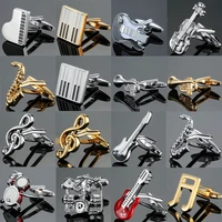 unique classic jewelry brass music equipment series musical notes cuff links mens french shirt studs cufflinks mens gifts