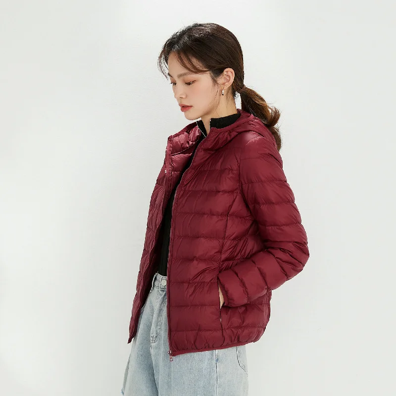Women's Down Jacket Autumn Winter New Lightweight Hooded Down Jacket White Eiderdown Wear Slim Slim Women's Oversized Coat