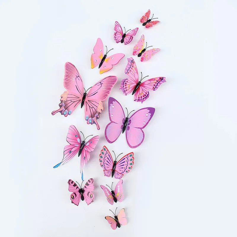12PCs/Set 3D Decorative Butterfly cake decoration Wall Stickers For Kids Rooms Home Decor DIY Party Wedding Butterflies |