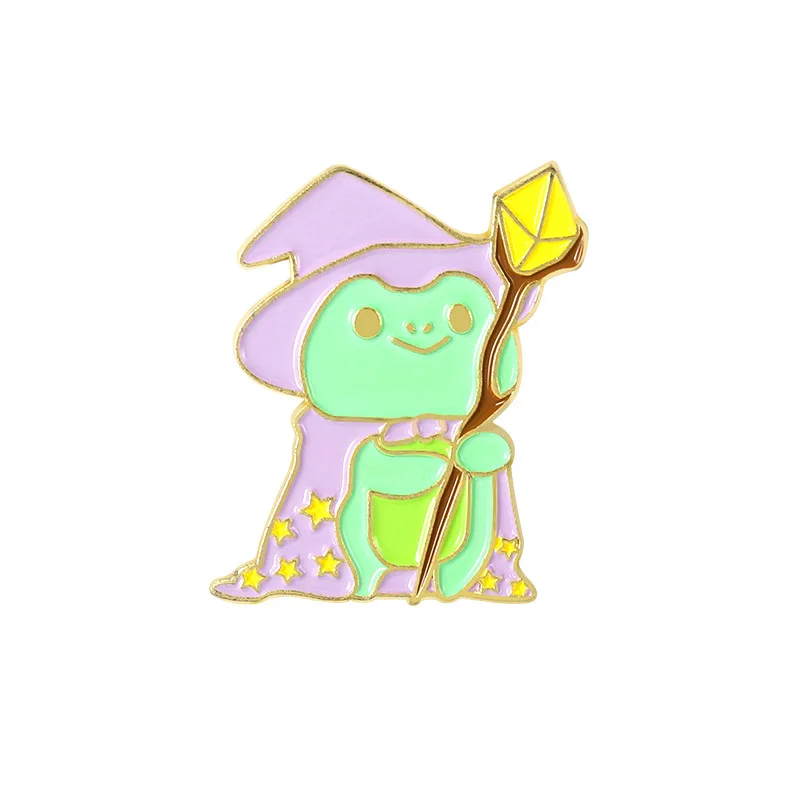 

Magic Wizard Frog With Hat Enamel Pins Froggy Witch Hat Brooche Bag Clothes Lapel Pin Badge Cartoon Jewelry Gift For Kid Friends