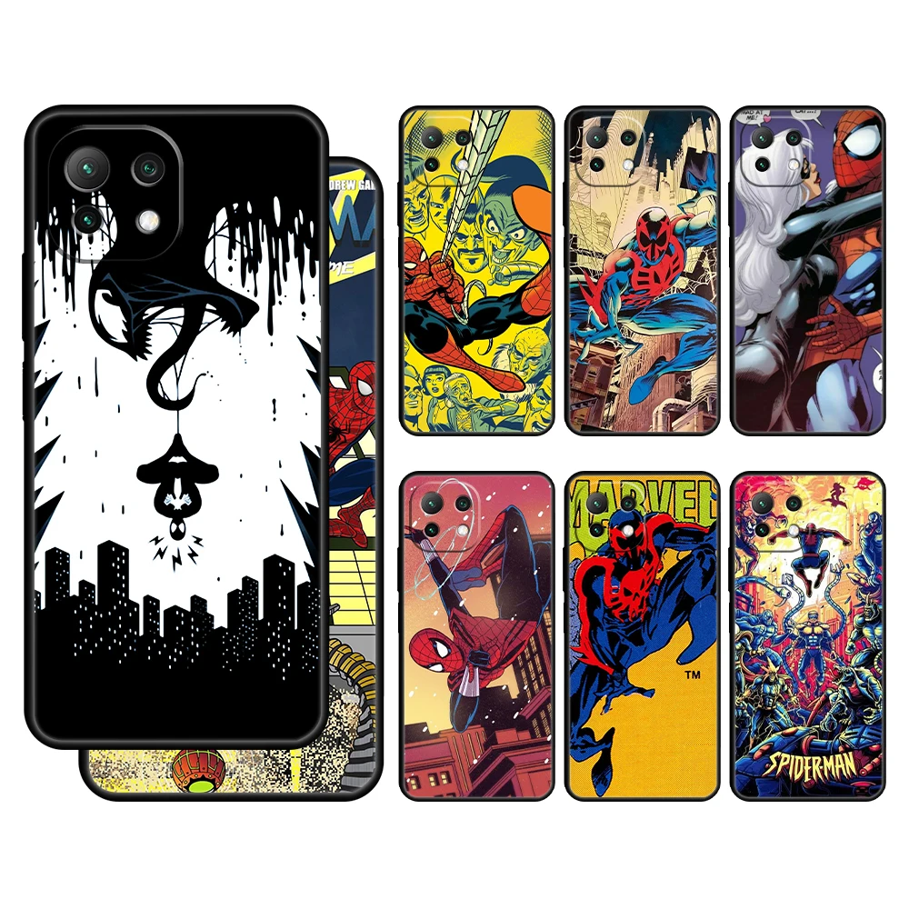 

Superhero Spiderman Marvel Case Cover for Xiaomi Mi 12 11 Lite 11T 9T 10T Note 10 K40 Pro K50 K40s Gaming Black Trend Soft