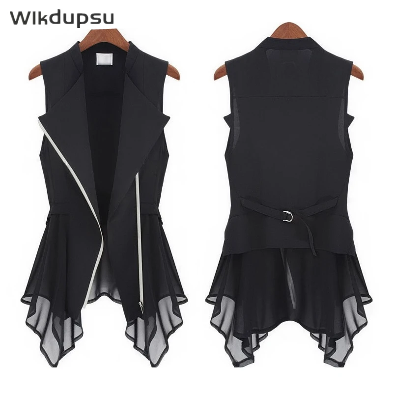 

Женский Длинный жилет с оборками, Элегантный дизайнерский винтажный жилет без рукавов в Корейском стиле, большие размеры, весна-лето 2022