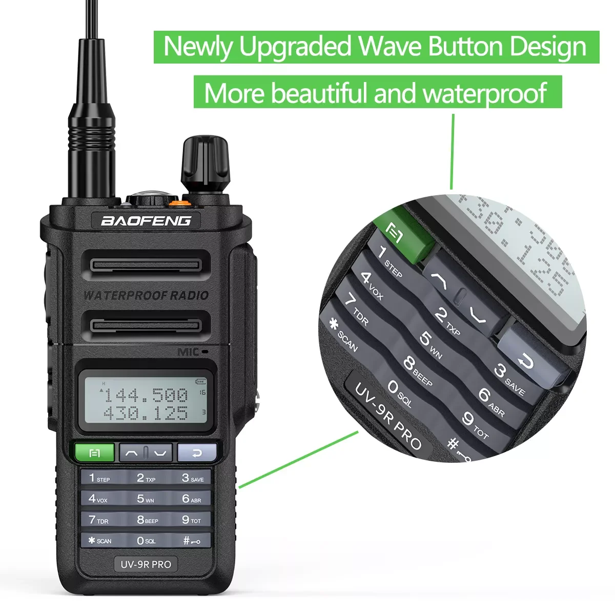 IP68 Waterproof UV-9R Pro Powerful Walkie Talkie Long Range CB Radio Upgraded of UV9R plus add ABBREE Antenna images - 6