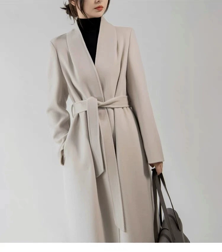 ANFEIOUNA женское шерстяное пальто из козьего кашемира и шелка верхняя одежда 2024