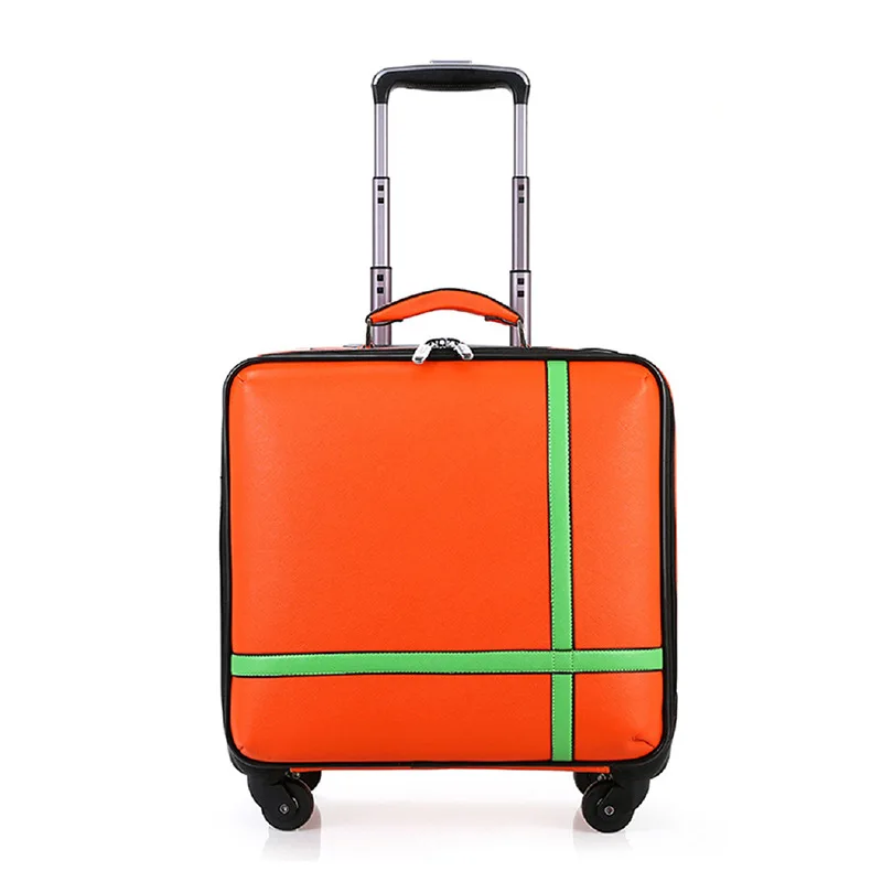 Women's Fashion Trolley Luggage Universal Wheel Boarding Case PVC Wear-Resistant Suitcase 18 Inch Travel Suitcase