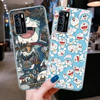 cute cartoon doraemon anime clear silicone phone case for huawei p30 p40 p20 lite p50 pro p smart z 2019 soft tpu back cover