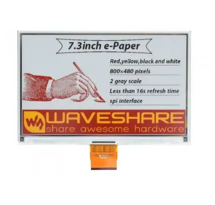 Электронная бумага Waveshare 7 3 дюйма (G) необработанный дисплей 800 × 480 интерфейс SPI