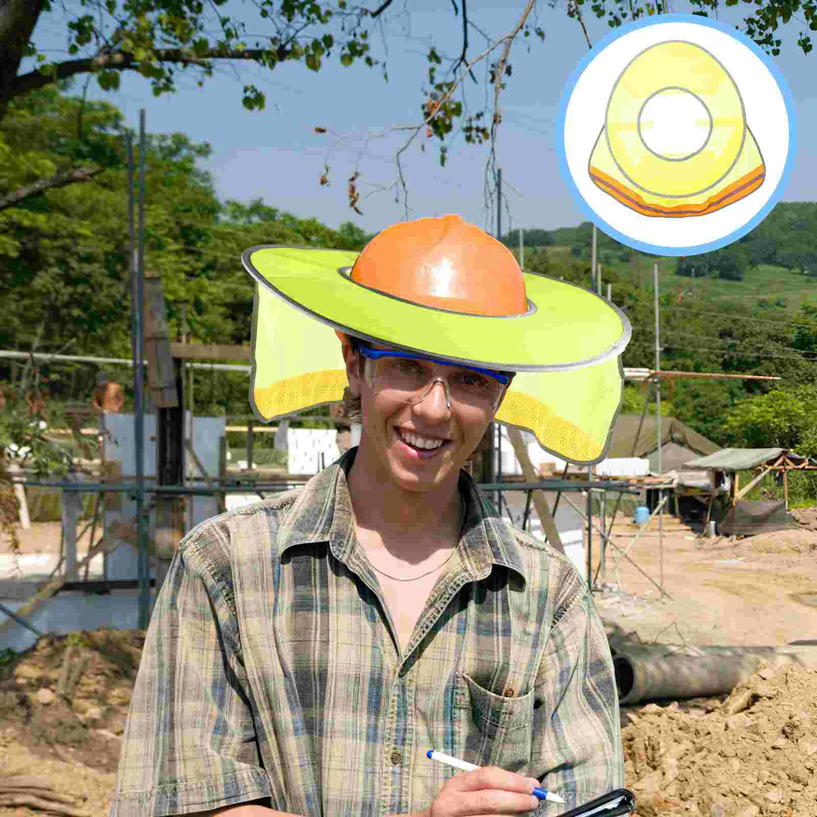 

Hat Hard Sun Neck Shield Shade Full Mesh High Visibility Sunshade Safetycover Reflective Flapcooler Visor Construction Net