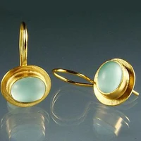 fashionable glowing aquamarine earrings vintage arizona glossy jewelry factory wholesale party banquet gift