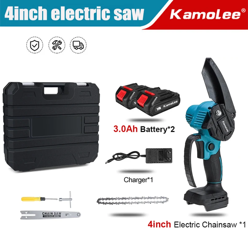 

Kamolee 24V 4-inch Brushless Electric Saw Power Chain Saw, Sawing Knife Pruning Garden Power Tool for Makita 18V Battery