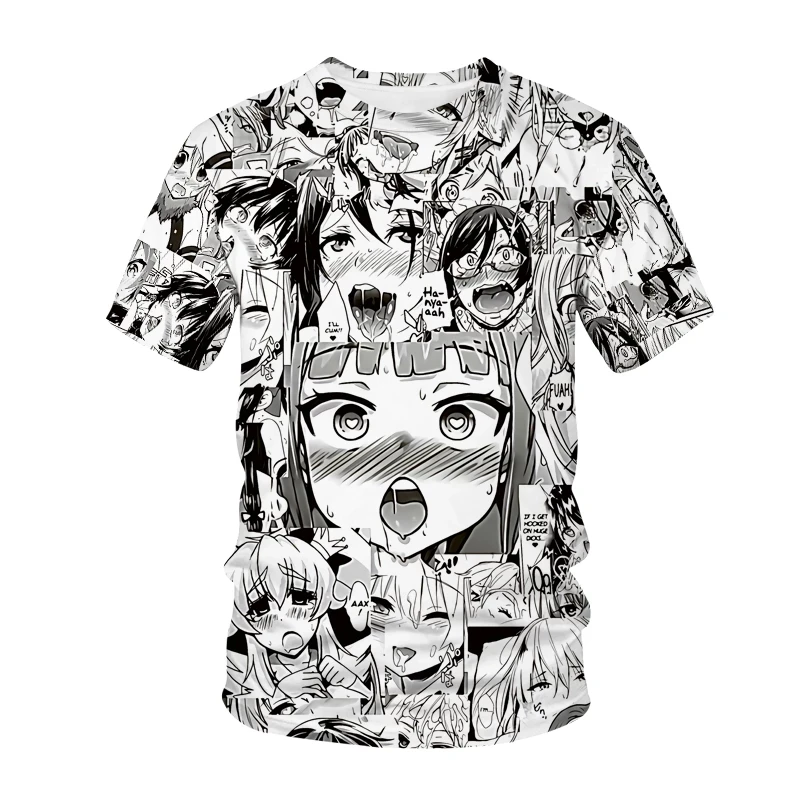 Женская и мужская футболка с 3D-принтом Ahegao уличная одежда круглым вырезом