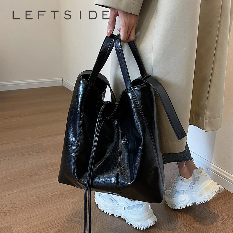 

LEFTSIDE Сумка-тоут для женщин 2023, трендовая дизайнерская женская большая кожаная сумка через плечо, Повседневная стильная модная простая ручная сумка