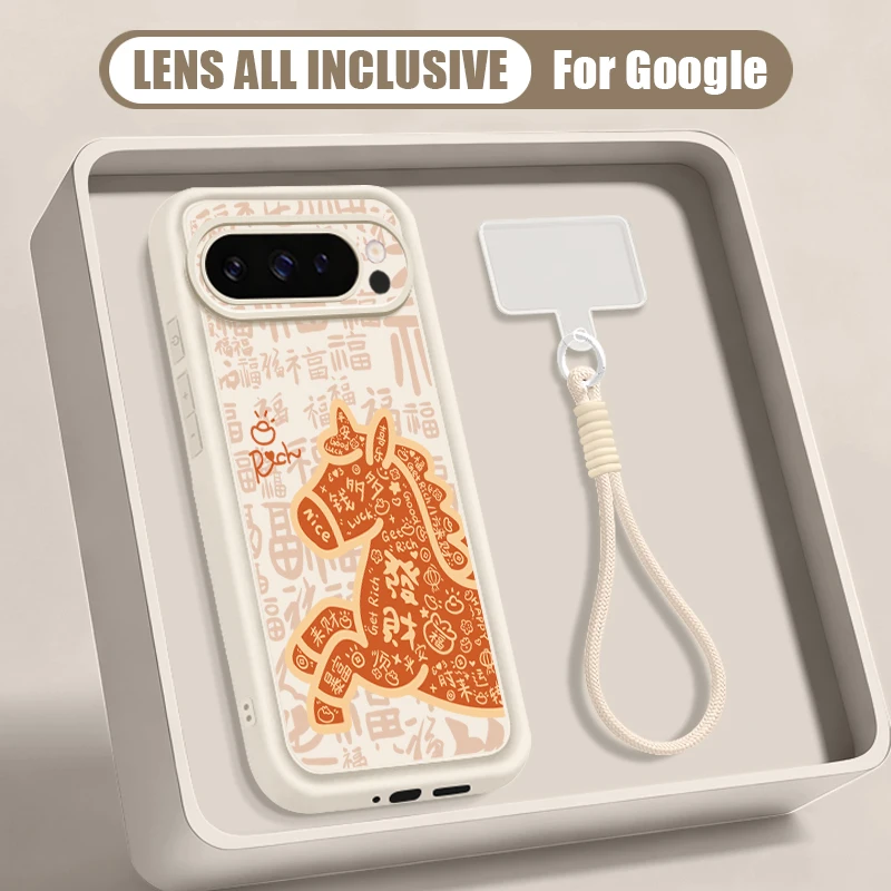 Фото Мягкий чехол из ТПУ с милым принтом пони и ремешком на запястье для Google Pixel 10 9 8 7 Pro 9A 8A 7A Pixel 9 10 Pro XL №1