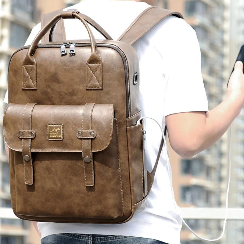 Водонепроницаемый рюкзак для ноутбука 15 6 дюйма из ПУ кожи