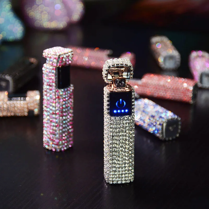 

Plasma Electric Lighter Touch Sensitive Double Arc Diamond Trimmed Lighters Premium Small Gift Special Cigarette Lighting Gadget