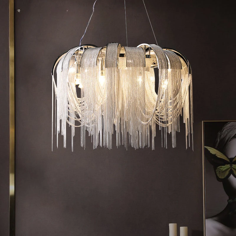 

Led Art Chandelier Pendant Lamp Light Room Decor Christmas Decoration Italian Luxury Tassel Postmodern Restaurant Engineering