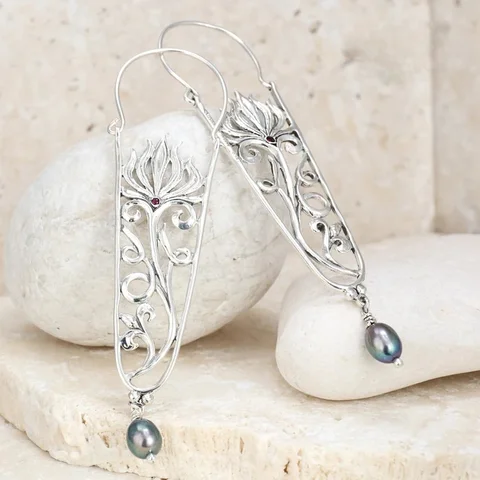 Изысканные серебряные цветочные круглые полые модные серьги с искусственным жемчугом для женщин Висячие ювелирные изделия