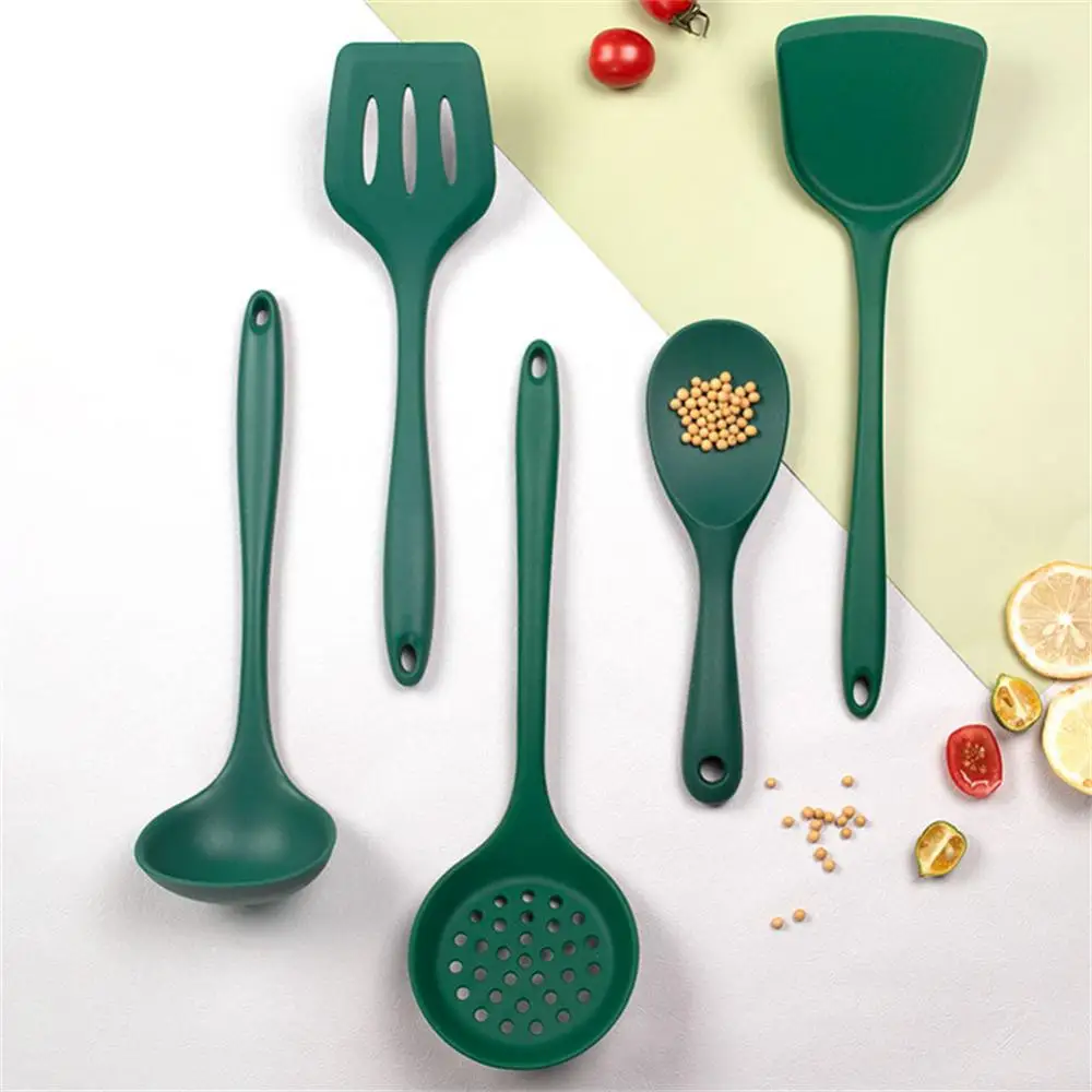

Cookware Silicone Spatula Heat Resistant Green Spatula Soup Spoon Brush Ladle Pasta Colander Non-stick Silicone Cooking Tools
