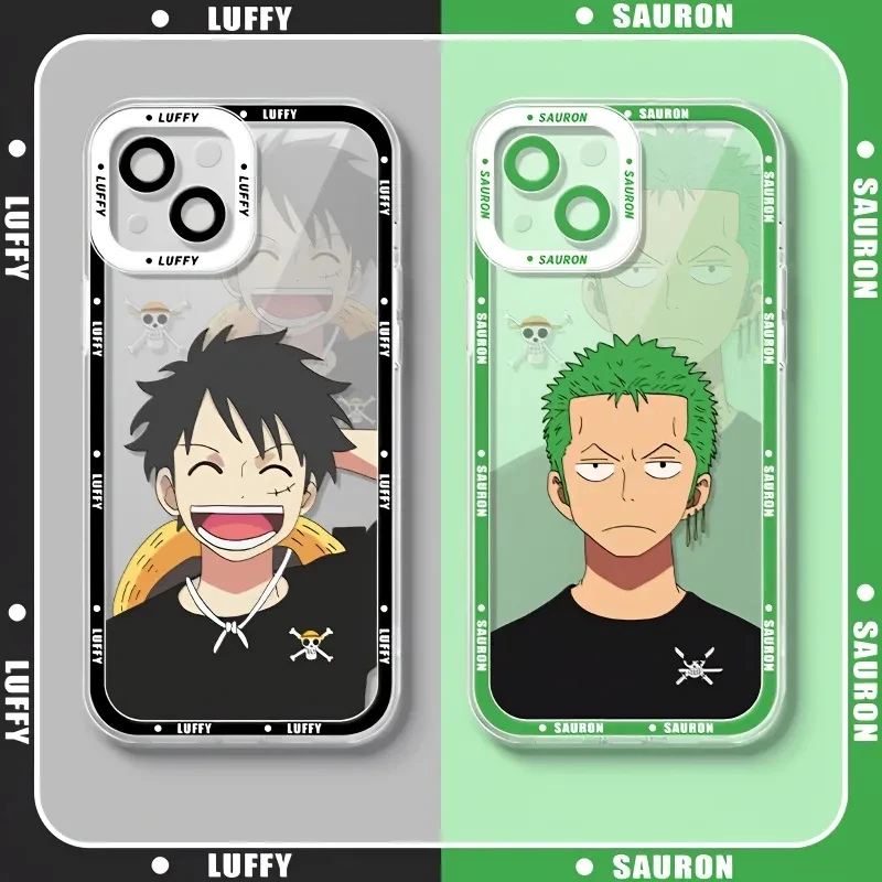 

Anime One Piece Luff Zoro Fashion Perfect Lucency Phone Case for IPhone 11 12 13 14 XS Pro Plus Max Cover Back Shell Toy Gift