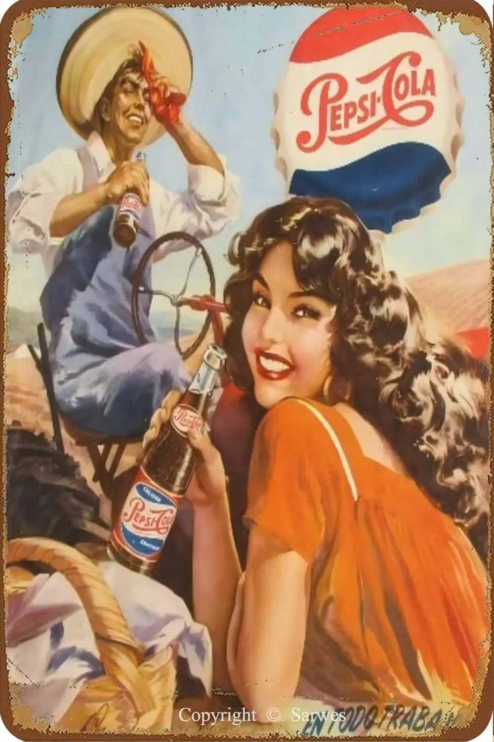 Srwes Peps Col Vntge Metl Tn Sgn Забавный постер для дома Br People Cve Wll Декор Cretve Gft 812 nch